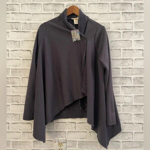 Women’s Anthropologie Hem & Thread blue fleece lined sweater poncho Size Medium